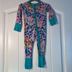 Little Sleepies Floral Teal Zippy